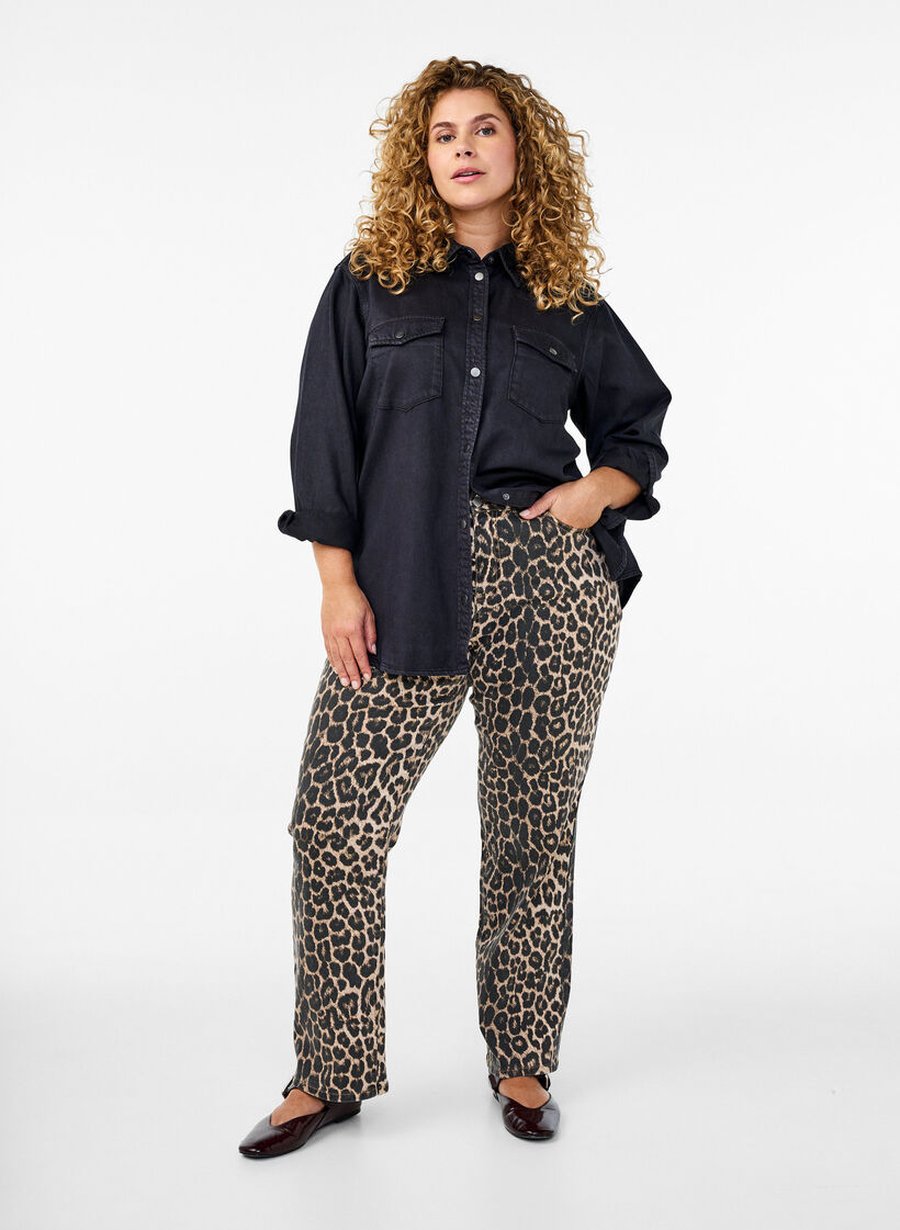 Denimskjorta med bröstfickor, Svart, Model image number 1