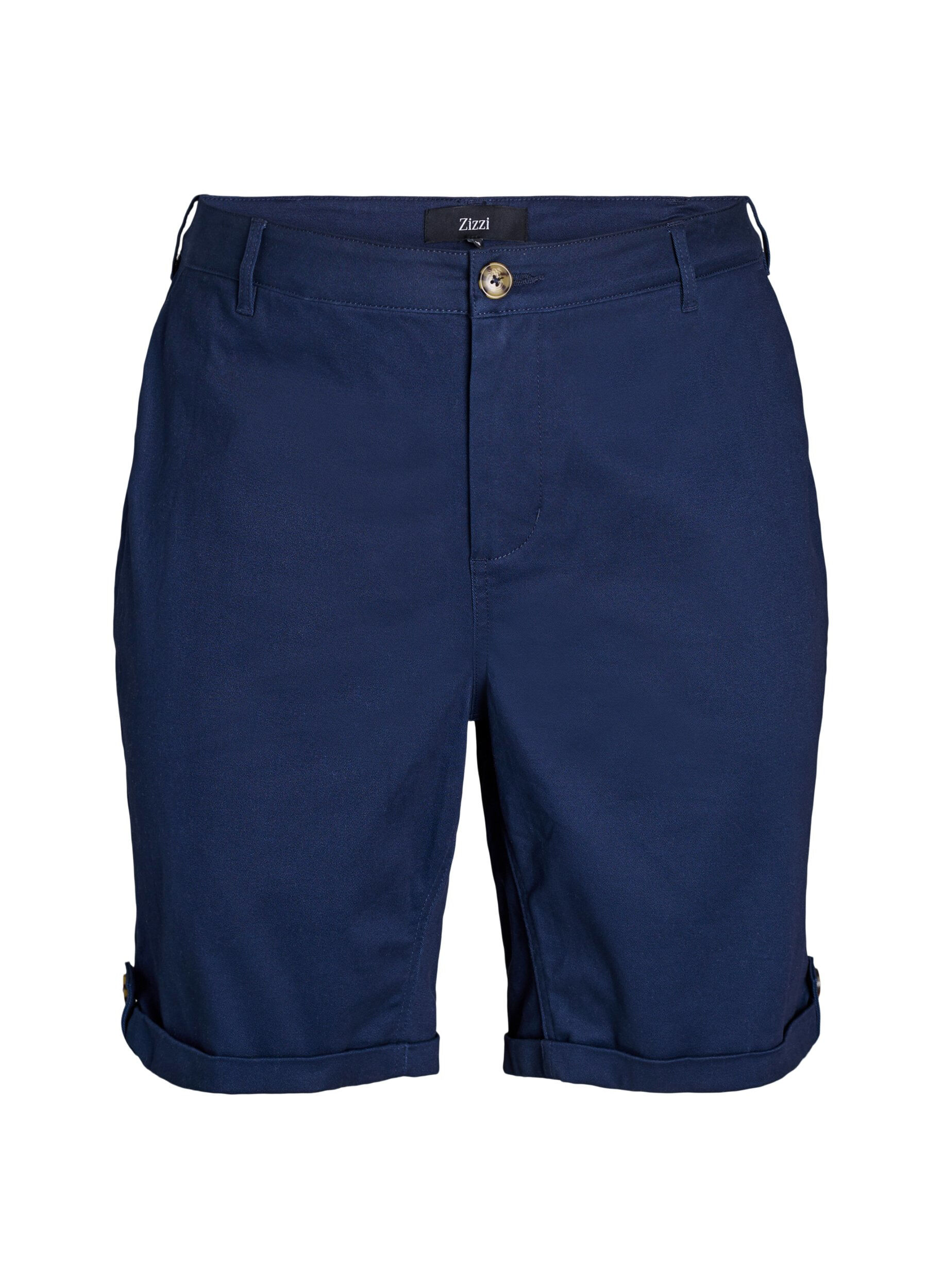 Zizzi Chino-shorts med fickor, Bl&aring;, Packshot image number 0