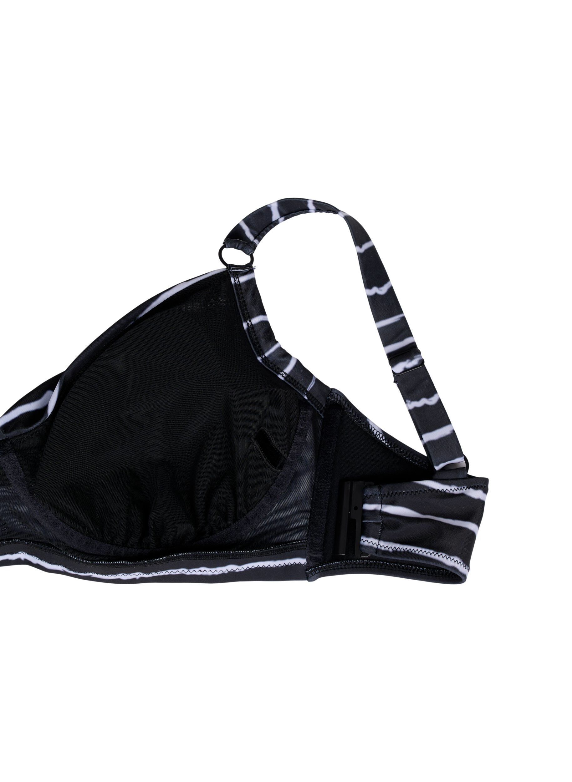 Zizzi Bikinibeh&aring; med tryck och bygel, Black White Stripe, Packshot image number 3
