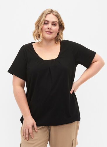 Kortärmad t-shirt i bomull, Black, Model image number 0