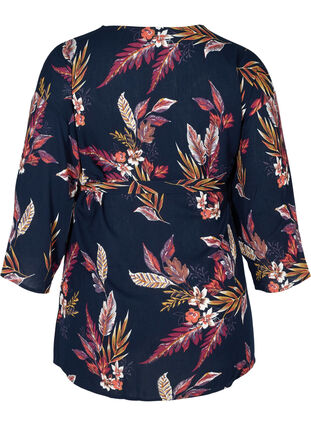 Blommig kimono i viskos med knytband, Indian Summer Flower, Packshot image number 1
