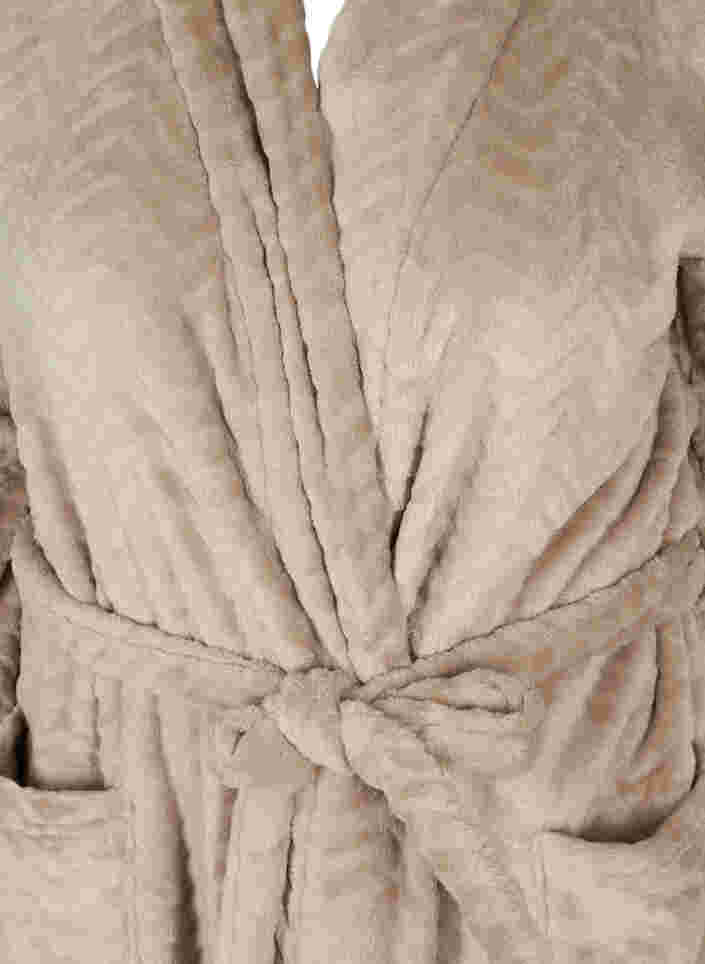 Kort mönstrad morgonrock med fickor, Cuban Sand, Packshot image number 2