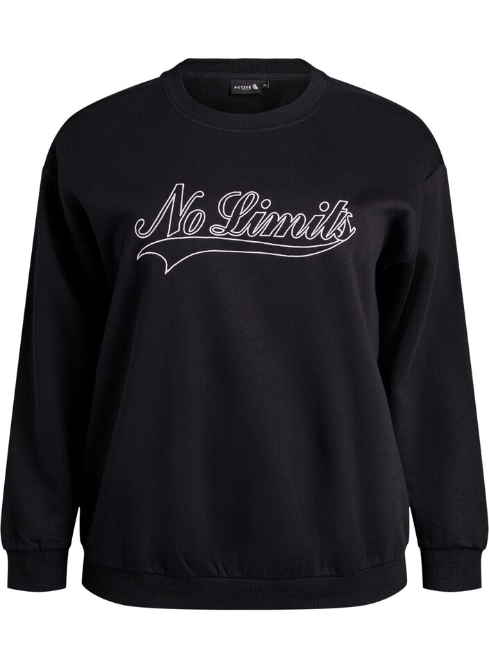Sweatshirt med statementdetalj, Svart, Packshot image number 0