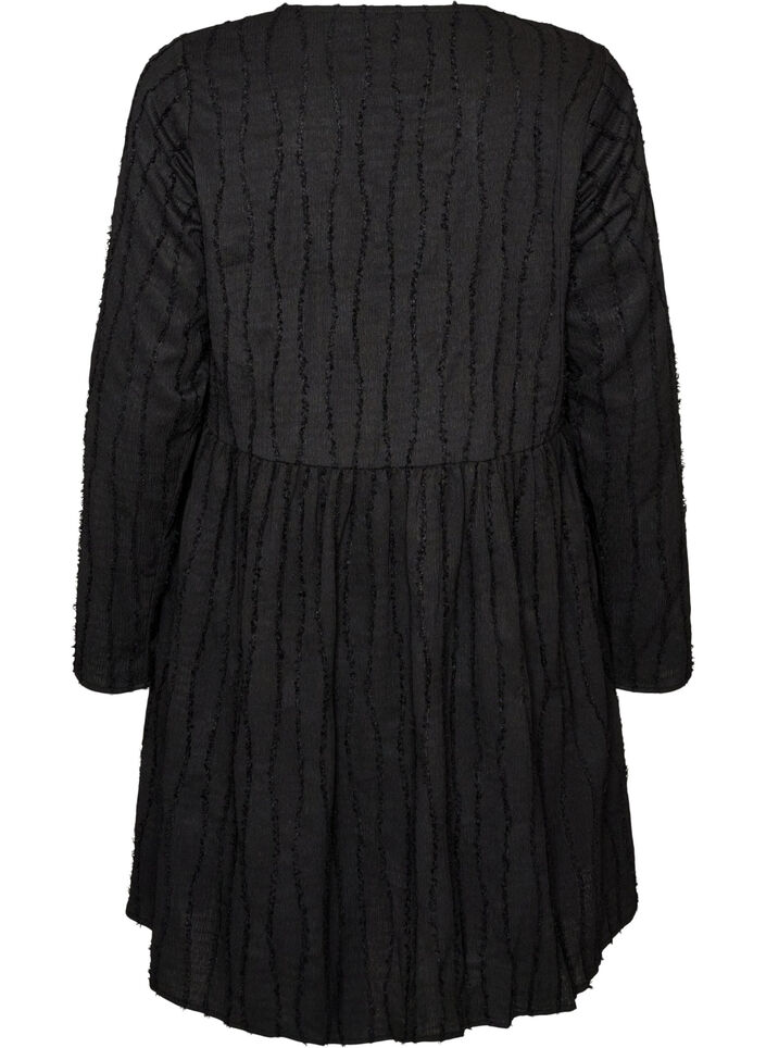 Kort kl&auml;nning i jersey med v&aring;gigt strukturm&ouml;nster, Svart, Packshot image number 1