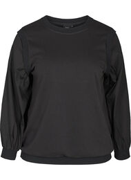 Sweatshirt med långa ärmar och ribbade muddar, Black