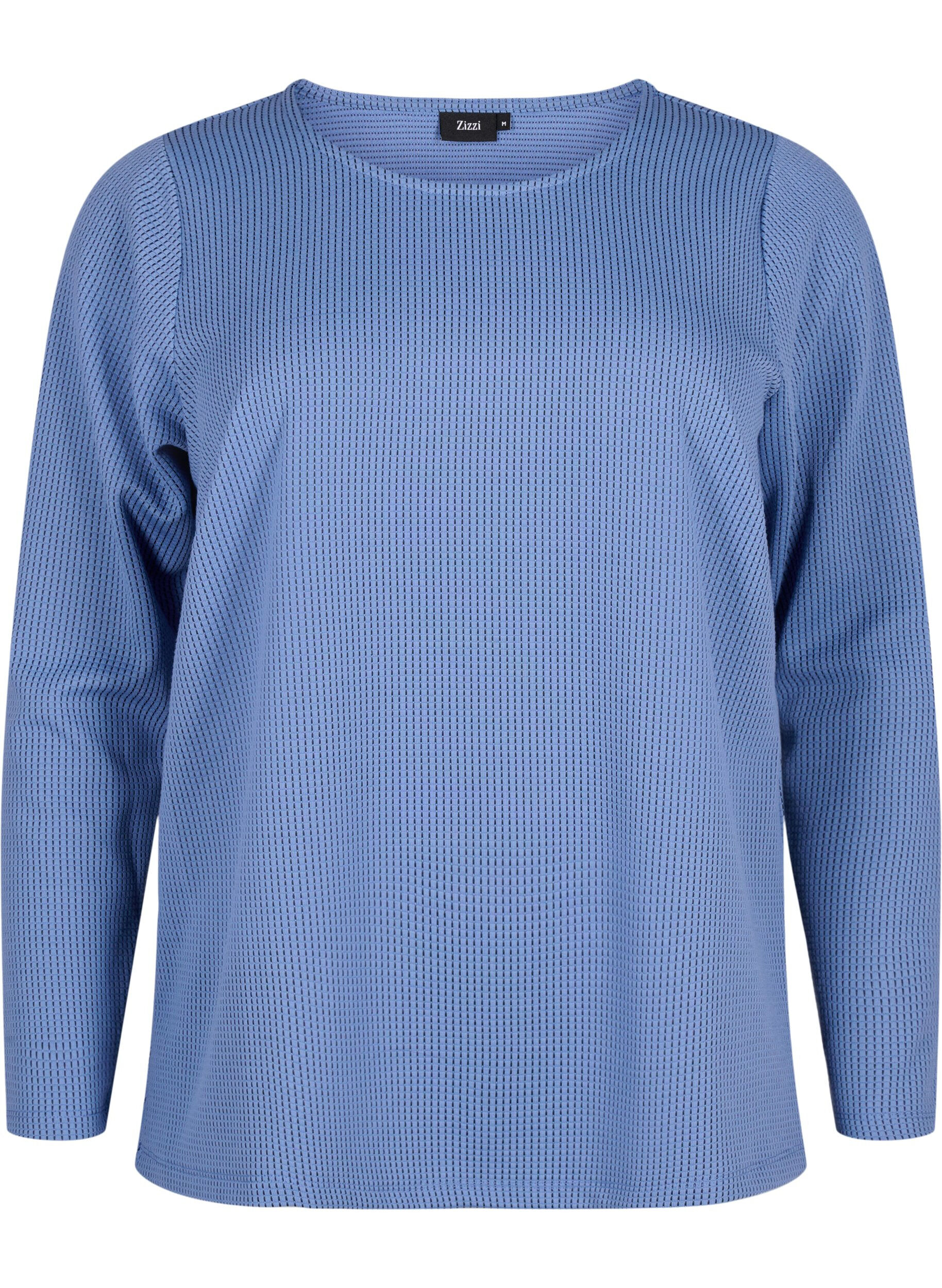 Zizzi A-linjeformad blus med textur, Quiet Harbor, Packshot image number 0