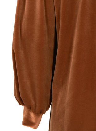 Klänning i velour med långa puffärmar, Brown ASS, Packshot image number 3