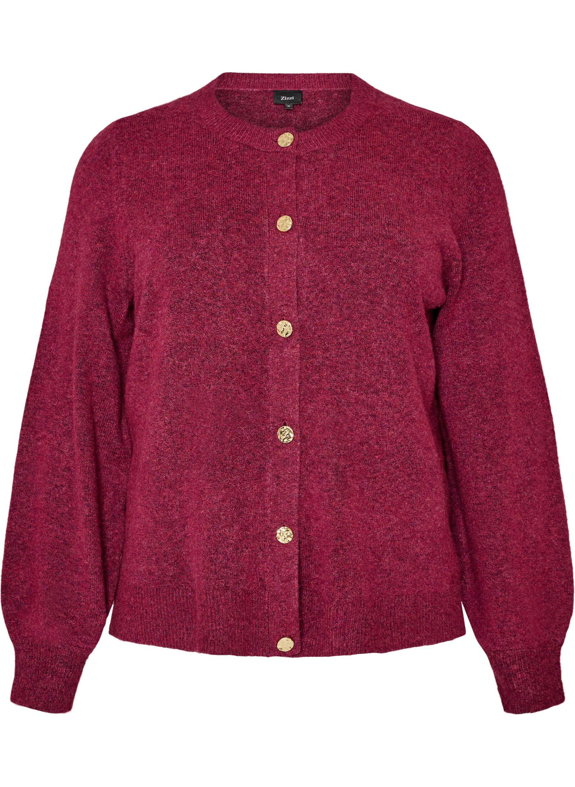 ZizziKofta i mjukt stickat med guldf&auml;rgade knappar, Rosa, Packshot image number 0