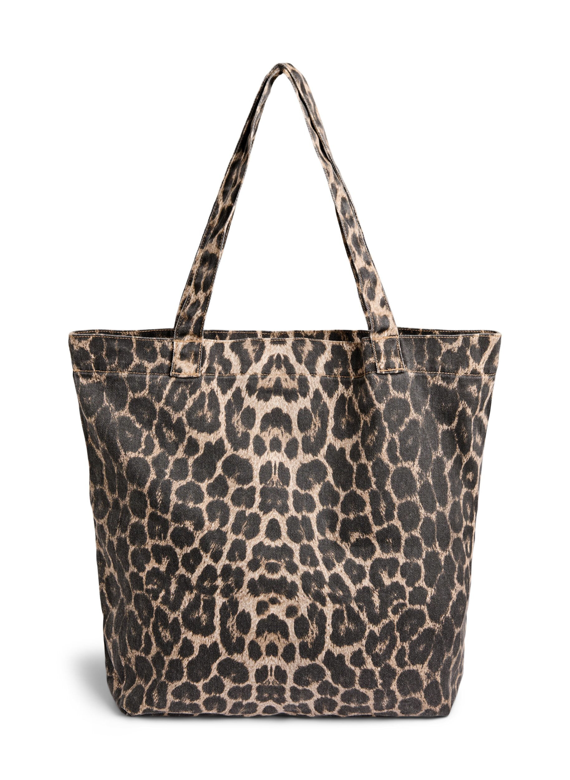 Zizzi Shopper i denim med leopardm&ouml;nster, Brun, Packshot image number 1