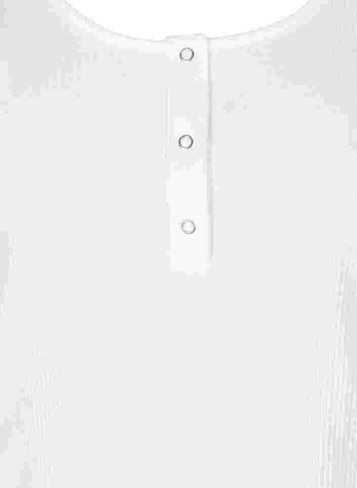 Ribbad topp med rund halsringning, Bright White, Packshot image number 2