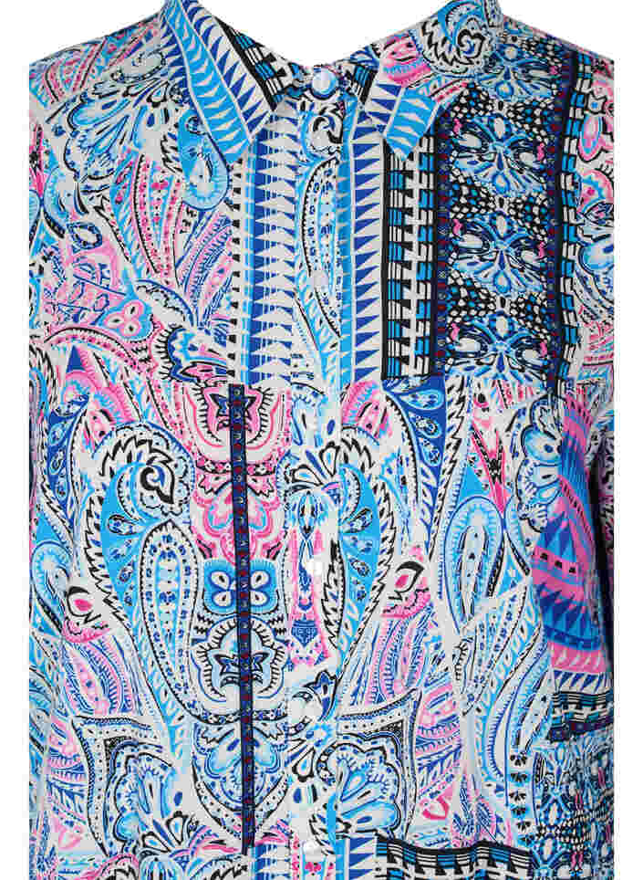 Viskosskjorta med paisleymönster, Blue Pink Paisley , Packshot image number 2