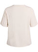 Kort&auml;rmad v&auml;vd blus med rund hals, Beige, Packshot image number 1