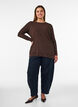 Blus i jersey med asymmetrisk spetskant, Brun, Model image number 1