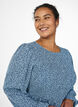 Kl&auml;nning med smock upptill och sm&aring;blommigt m&ouml;nster, Bl&aring;, Model image number 3