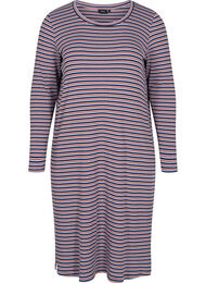 Randig klänning med slits, Mahogany/Navy Stripe