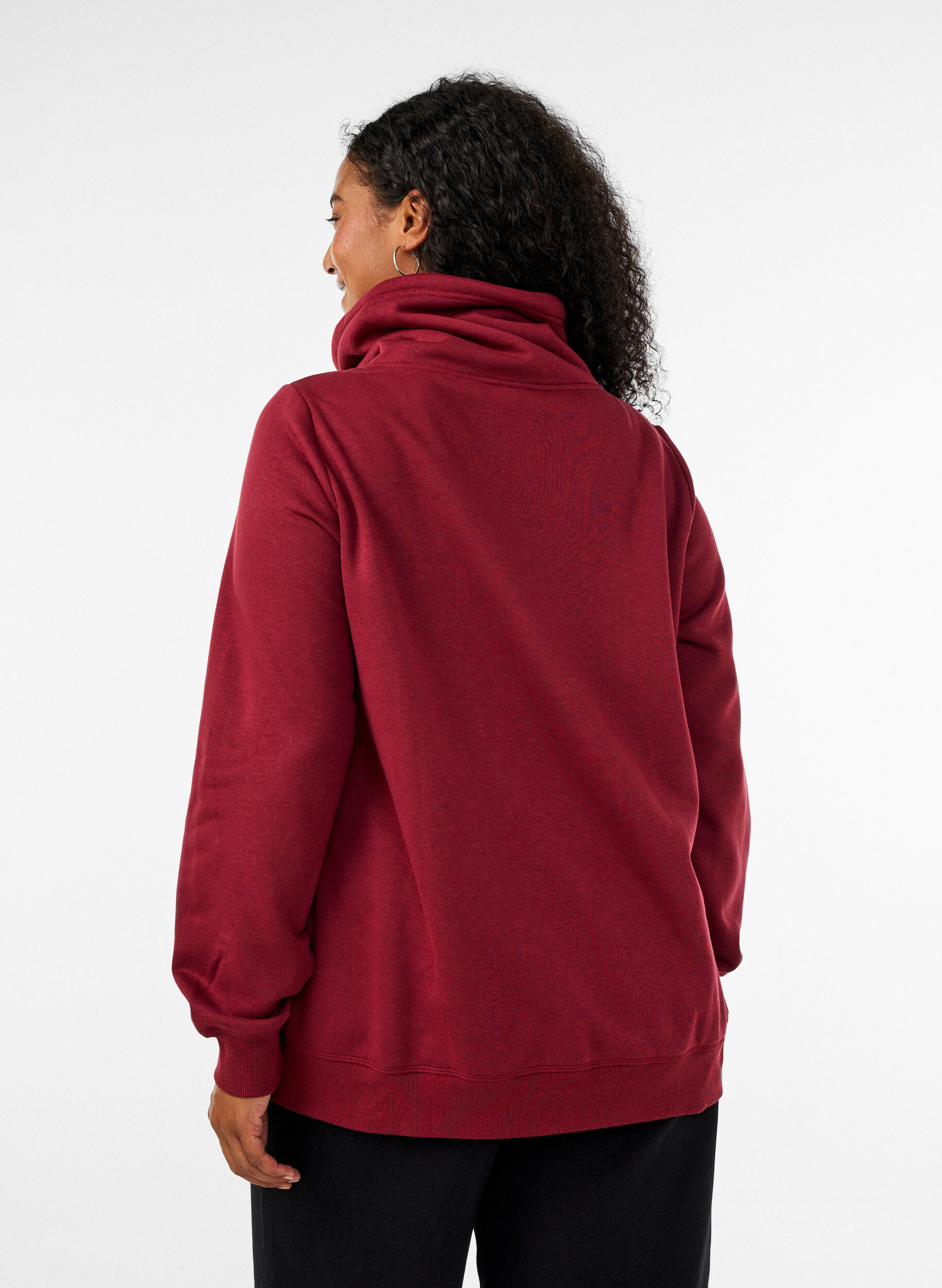 ZizziSweatshirt med h&ouml;g krage och fickor, R&ouml;d, Model image number 2