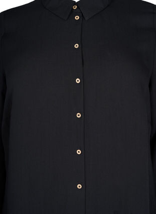 Lång enfärgad skjorta i viskos, Black, Packshot image number 2