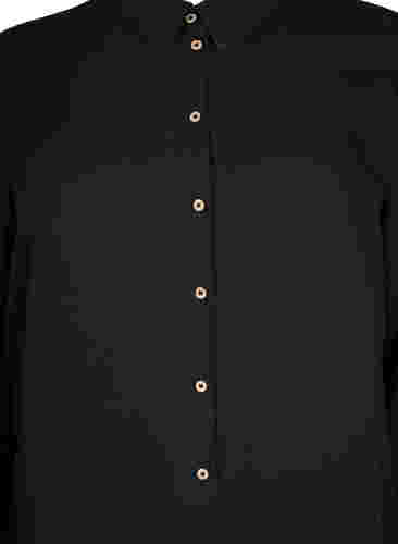 Lång enfärgad skjorta i viskos, Black, Packshot image number 2