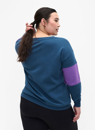 Sweatshirt med sportigt tryck, Blue Wing Teal Comb, Model image number 1