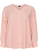 Blus i linne och viskos med v-ringning, Orange, Packshot image number 0