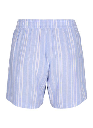 Randiga shorts i linne- och viskosblandning, Serenity Wh.Stripe, Packshot image number 1