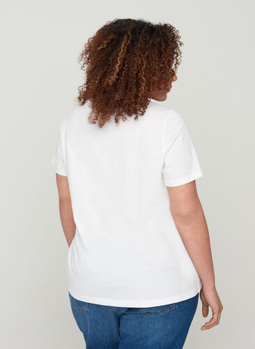 T-shirt i bomull med tryck, Bright White, Model image number 1