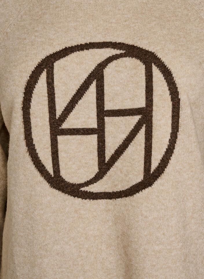Tr&ouml;ja med logga och kontrastr&auml;nder, Beige, Packshot image number 2