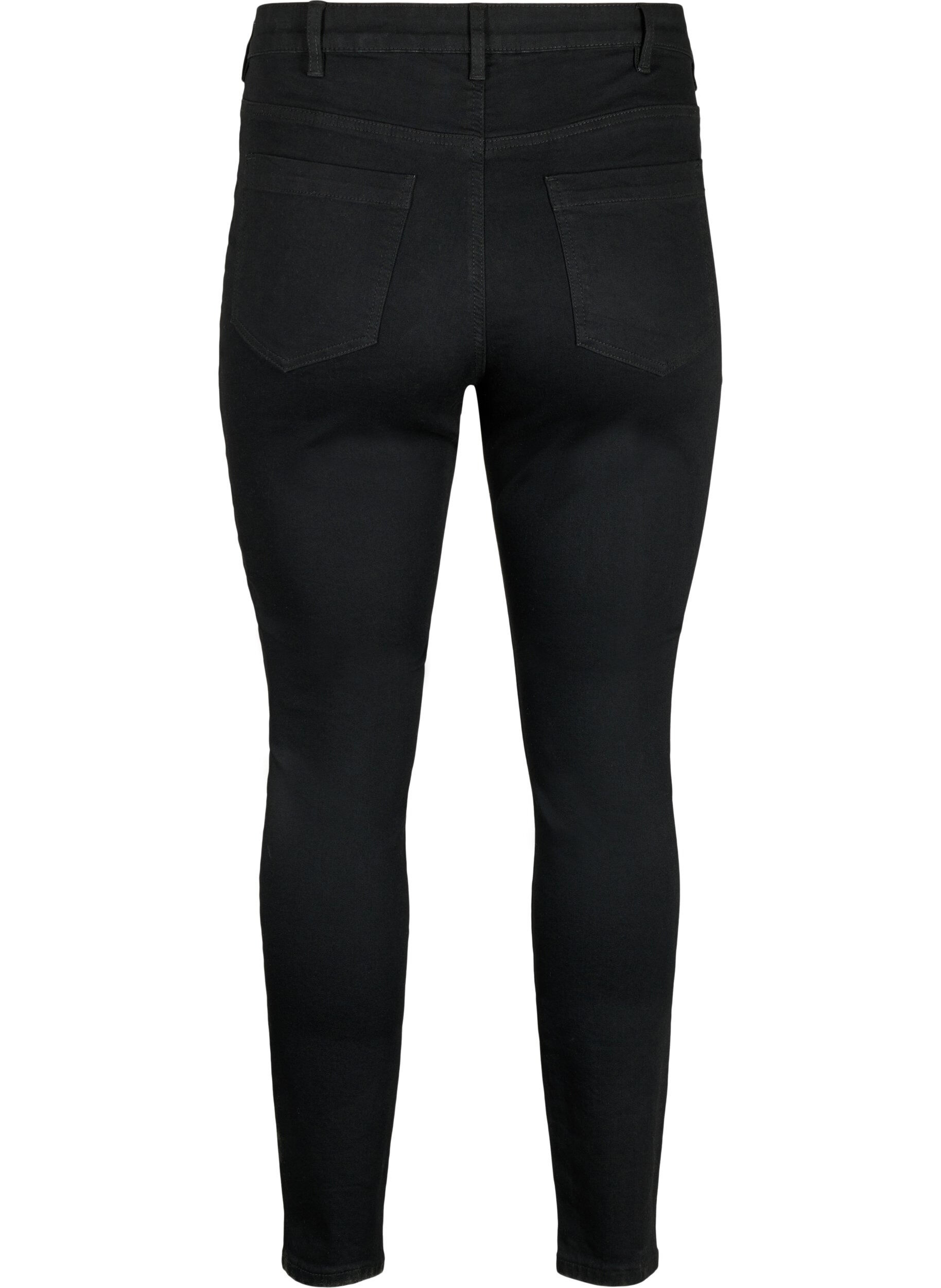 Zizzi Amy jeans med h&ouml;g midja och super slim fit, Svart, Packshot image number 1