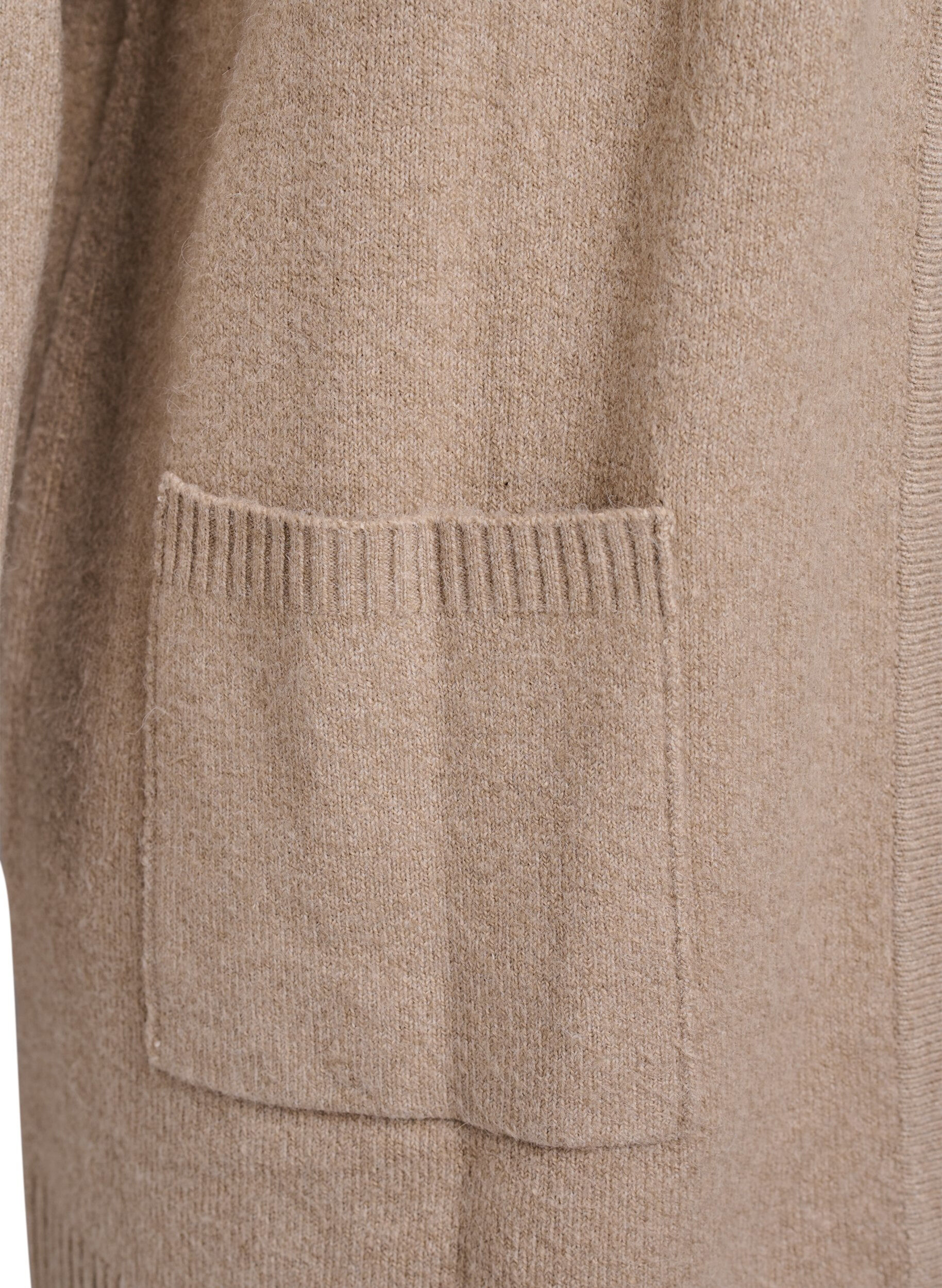 ZizziRibbstickad kofta med fickor, Beige, Packshot image number 3