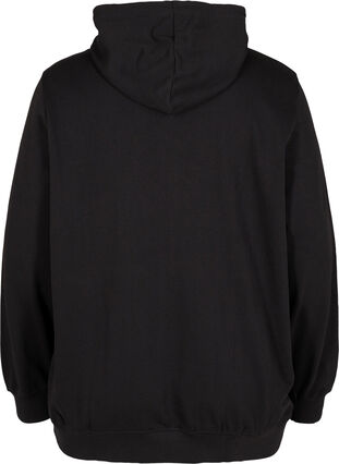 Munkjacka i sweatshirtkvalitet med huva och fickor, Black, Packshot image number 1