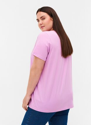 Kortärmad t-shirt med print, Violet Tulle, Model image number 1