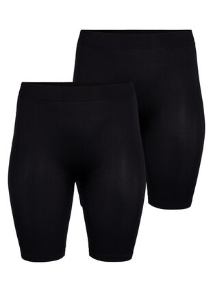 2-pack sömlösa basic shorts, Black, Packshot image number 0
