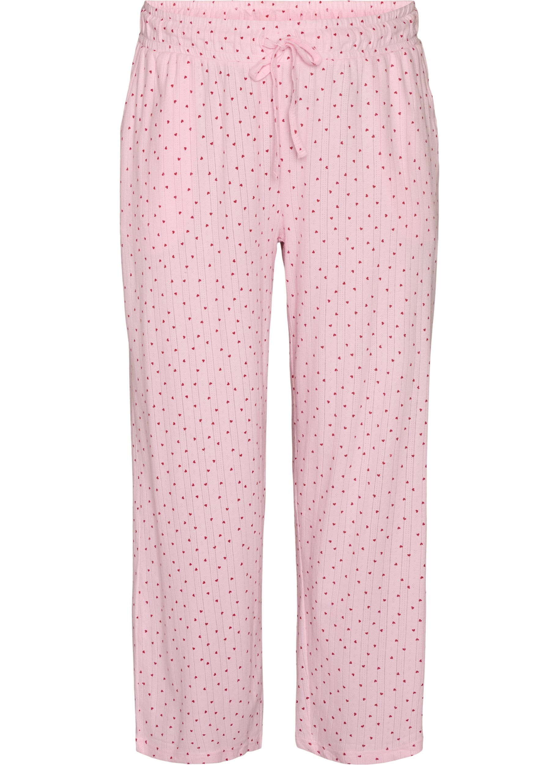ZizziPyjamabyxor i ekologisk bomull med h&aring;lbrodyr, Rosa, Packshot image number 0