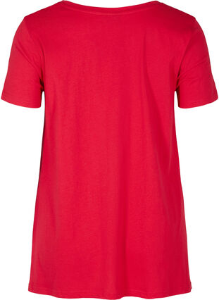 A-linjeformad och asymmetrisk t-shirt i bomull, Lipstick Red HEART, Packshot image number 1
