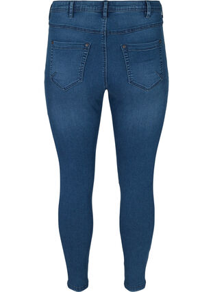 Cropped Amy Jeans med hög midja och dragkedja, Dark blue denim, Packshot image number 1
