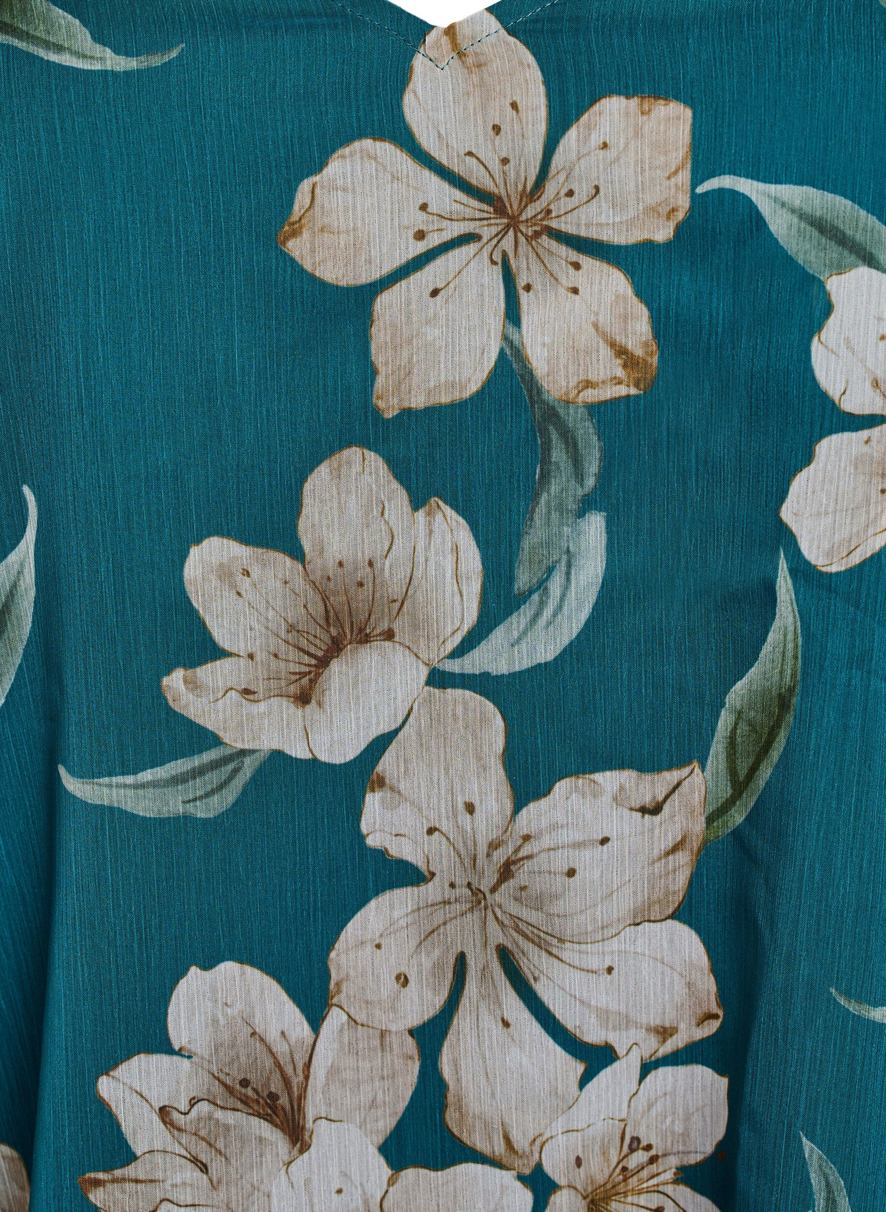 ZizziChiffongblus med blommigt tryck och l&aring;nga &auml;rmar, Gr&ouml;n, Packshot image number 2