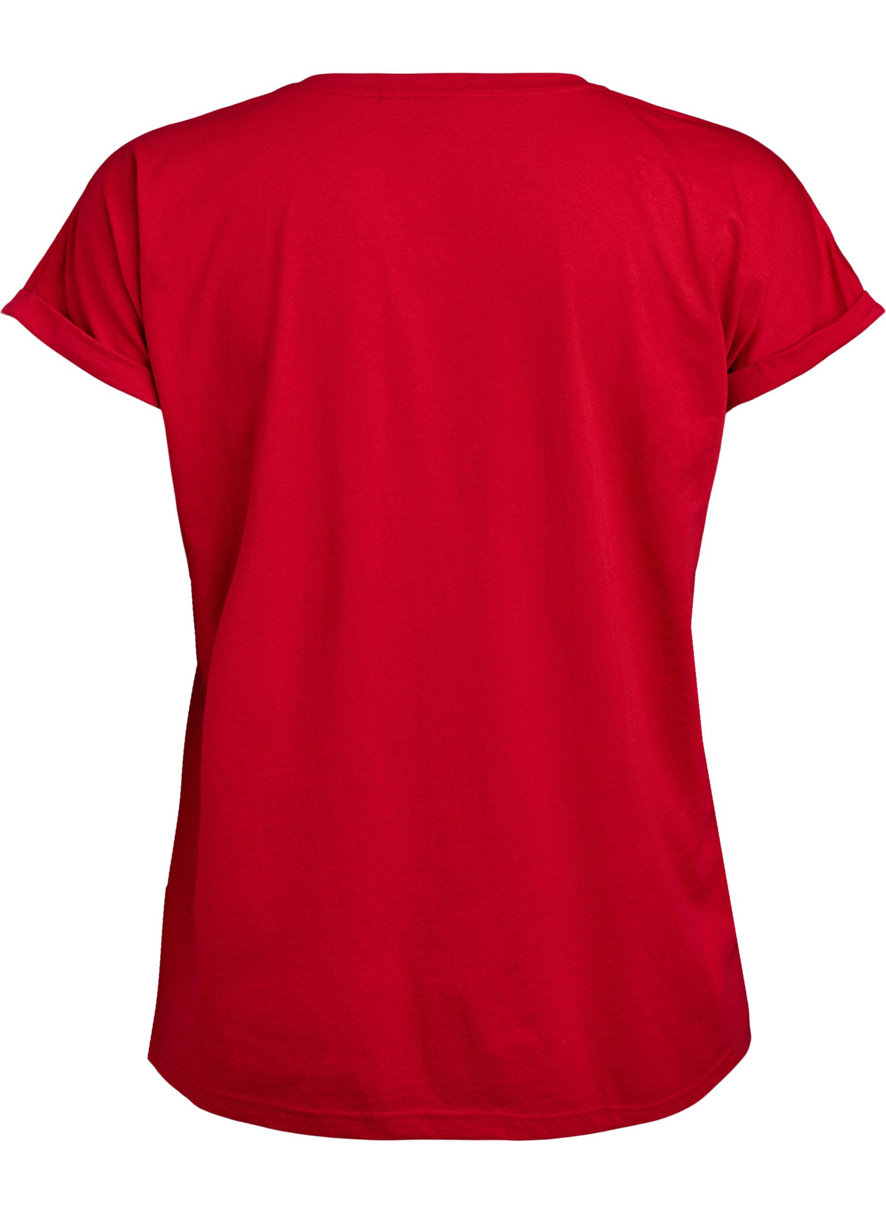 ZizziKort&auml;rmad t-shirt i bomullsblandning, R&ouml;d, Packshot image number 1