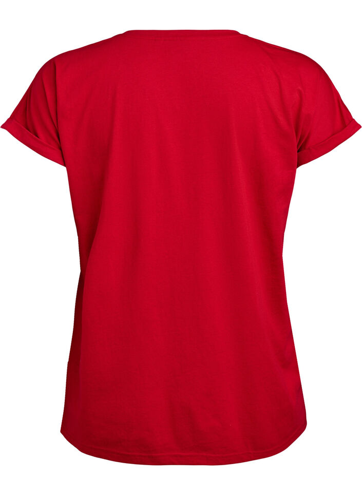 Kort&auml;rmad t-shirt i bomullsblandning, R&ouml;d, Packshot image number 1