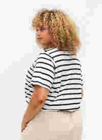 Randig v-ringad t-shirt i bomull, Bright White Stripe, Model