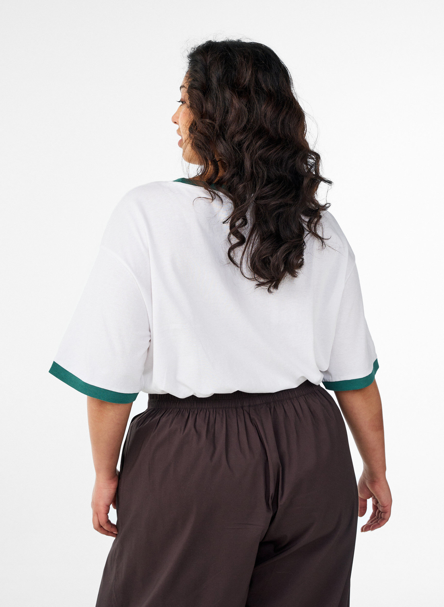 ZizziT-shirt i bomull med texttryck och boxig passform, Vit, Model image number 2