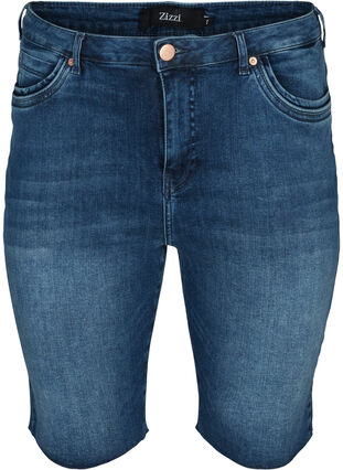 Amy jeansshorts med hög midja, Blue denim, Packshot image number 0