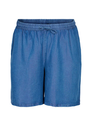 Shorts med lös passform och fickor, Blue denim, Packshot image number 0