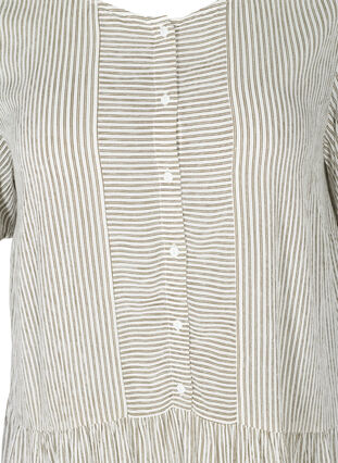 Kortärmad klänning med ränder och knappar, White Stripe, Packshot image number 2