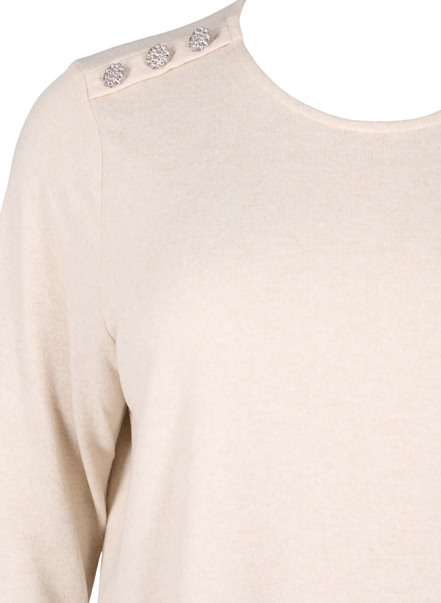 Zizzi Blus med dekorativa knappar, Beige, Packshot image number 2