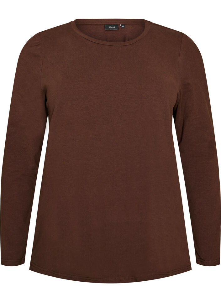 Baslinne i jersey med l&aring;nga &auml;rmar, Brun, Packshot image number 0