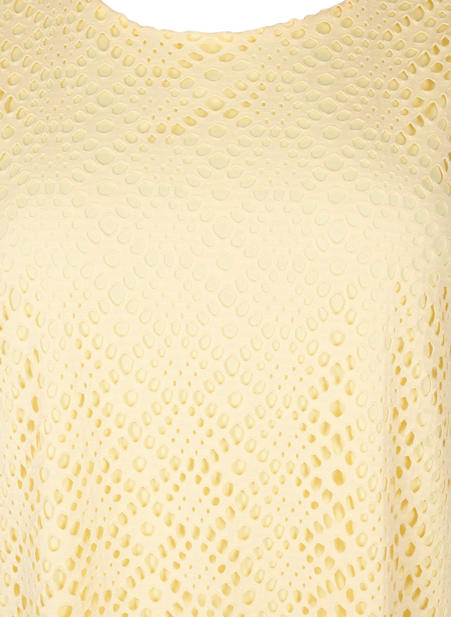 Zizzi Kn&auml;l&aring;ng kl&auml;nning med h&aring;lm&ouml;nster och korta &auml;rmar, Gul, Packshot image number 2