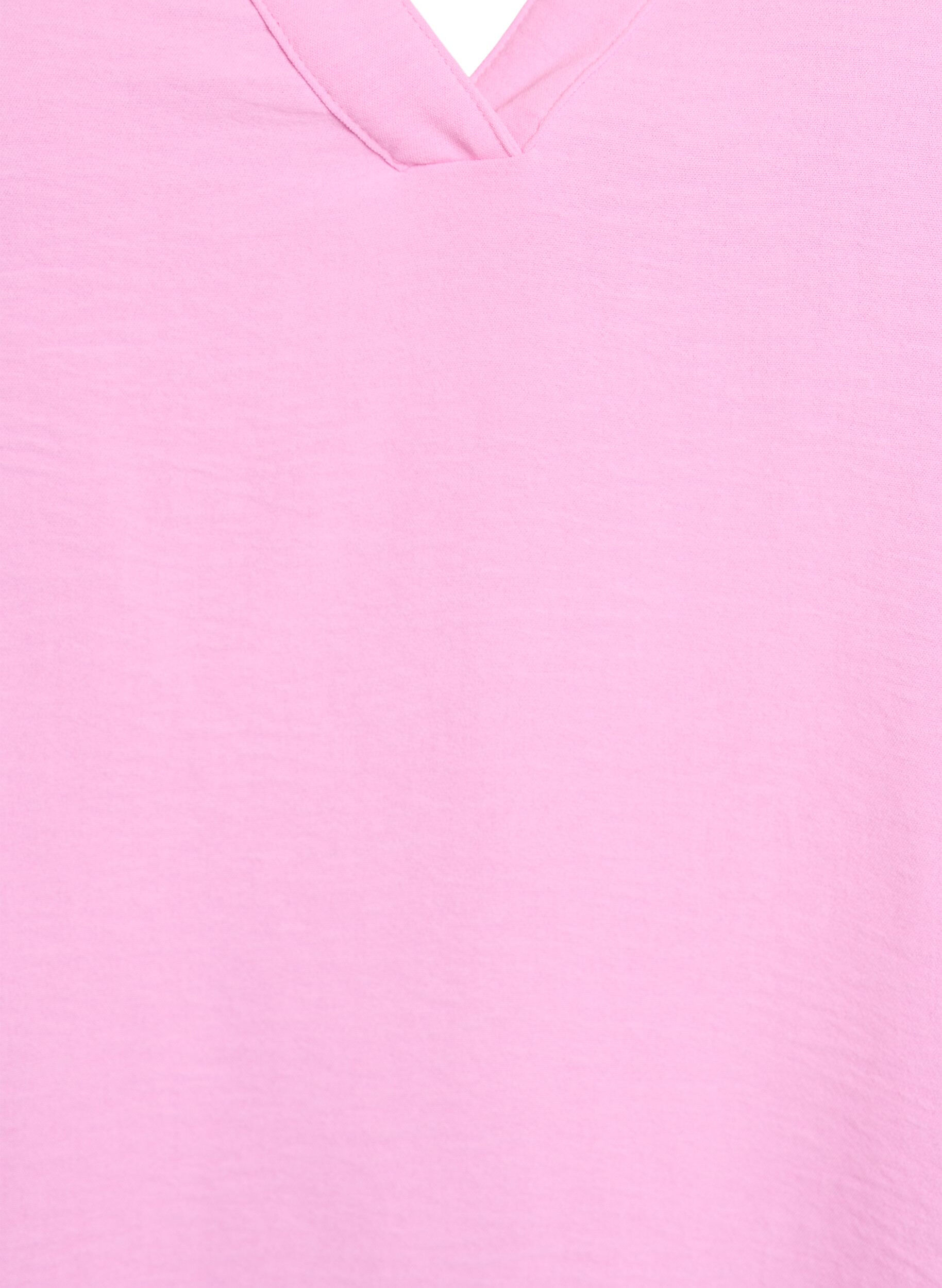Zizzi &Auml;rml&ouml;s topp med rynkdetaljer, Rosa, Packshot image number 2