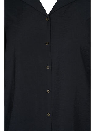 Skjorta i viskos med smockade ärmar, Black, Packshot image number 2