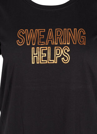  T-shirt till träning med print, Black Swearing, Packshot image number 2