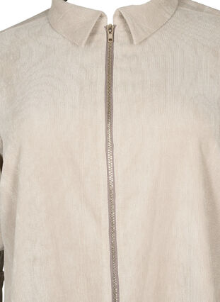 Sammetsklänning med dragkedja och 3/4-ärmar, Feather Gray, Packshot image number 2
